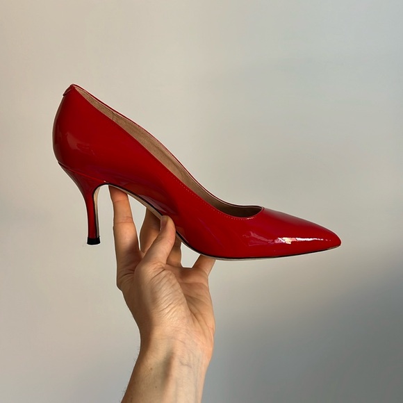 Ally red patent leather pump festive celebrations pointed toe heels 39.5 C wide - Picture 10 of 15